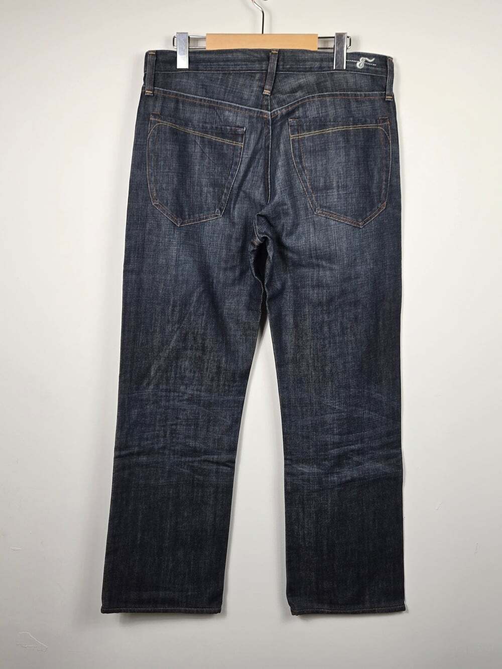 Earnest Sewn Fulton Men’s 33 X 30 Dark Wash Straight Leg Jeans Made USA - Picture 15 of 16
